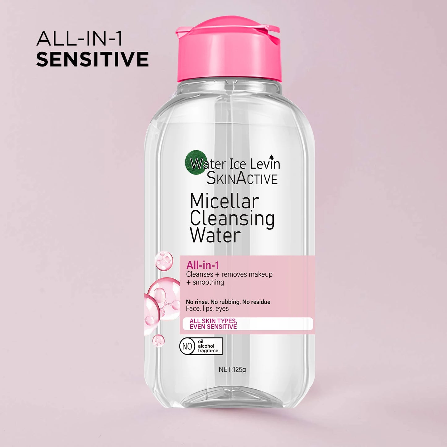 Micellar Water: All-In-1 Cleanser & Makeup Remover. No Rinse, No Rub, for Sensitive Skin. 125G.