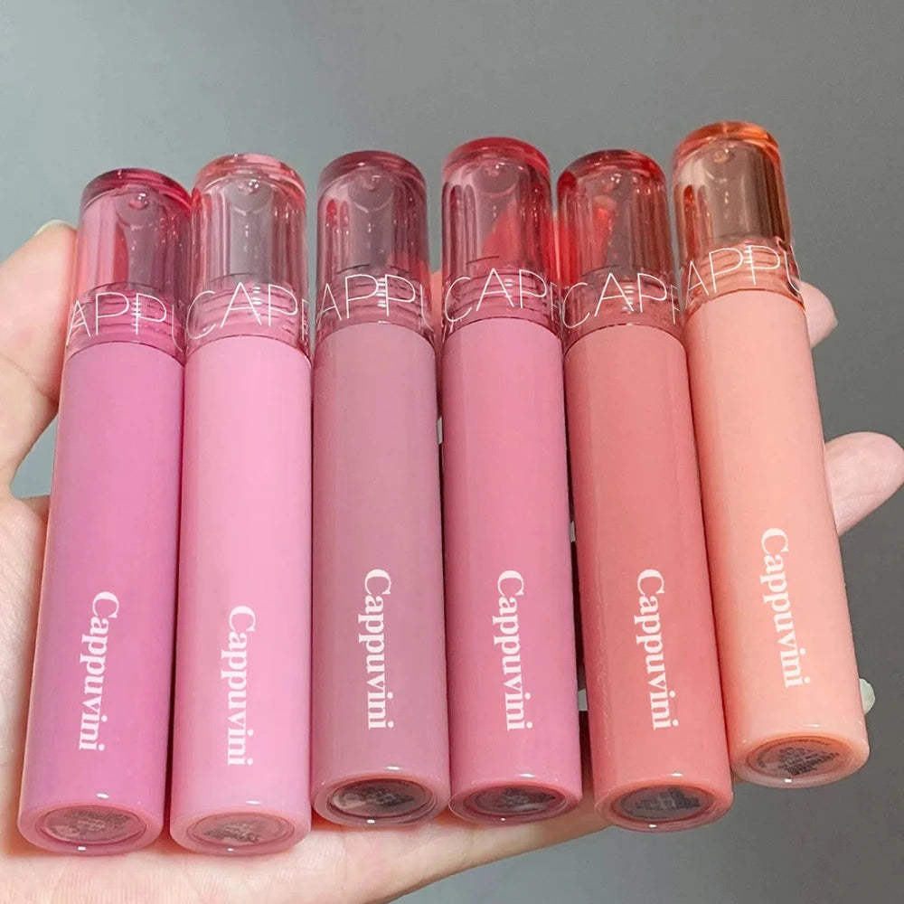 Mirror Jelly Lip Glaze 6 Colors Water-Light Lip Gloss Long Lasting Waterproof Moisturising Glossy Red Lip Tint Makeup Cosmetics