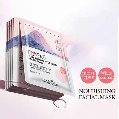 5Pcs  Himalayan Pink Salt Face Mask Moisturizing Brightening Firming Hydrating Facial Masks Face Skin Care Products