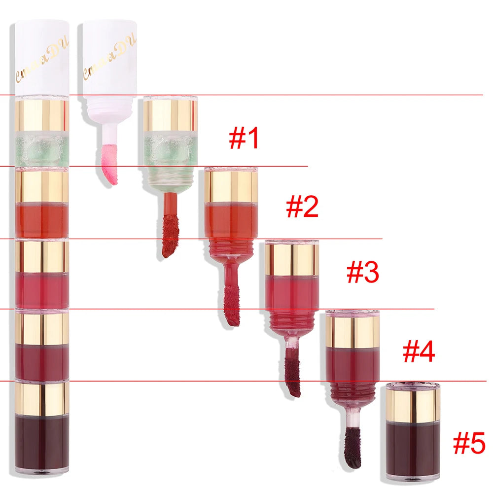 1 Pcs 5 Colors Long-Lasting Lock Color Matte Lip Gloss Lipstick Waterproof Embellishes Lip Shape and Enhances Temperamen