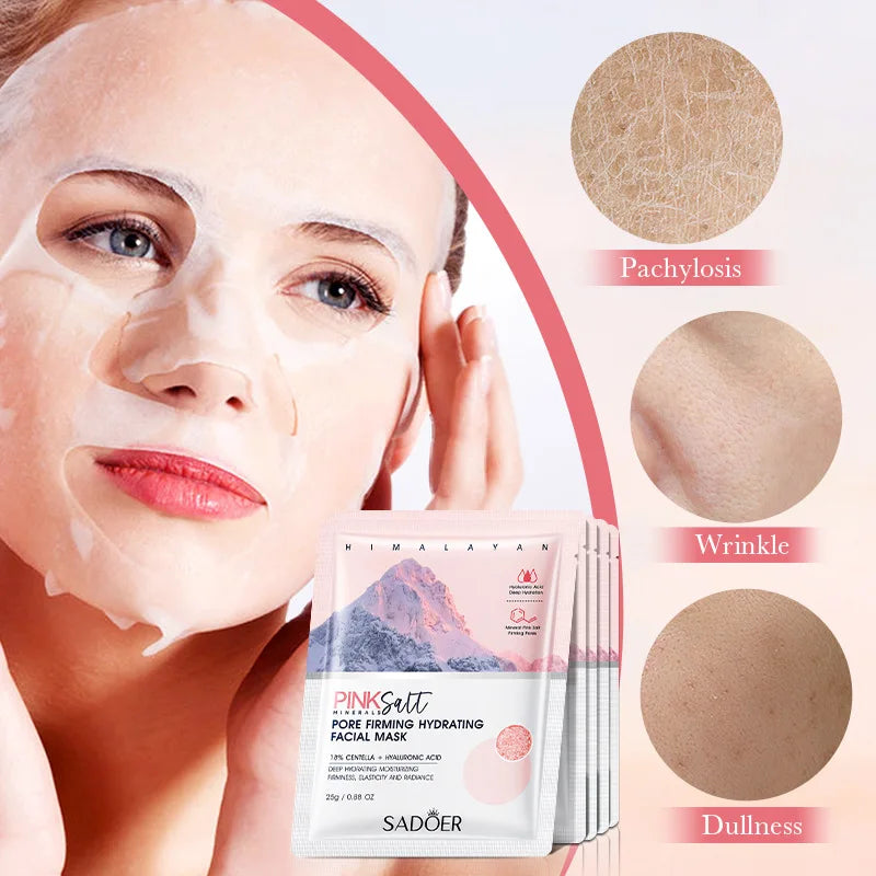5Pcs  Himalayan Pink Salt Face Mask Moisturizing Brightening Firming Hydrating Facial Masks Face Skin Care Products