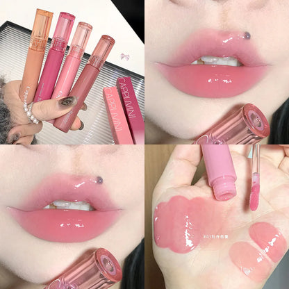 Mirror Jelly Lip Glaze 6 Colors Water-Light Lip Gloss Long Lasting Waterproof Moisturising Glossy Red Lip Tint Makeup Cosmetics