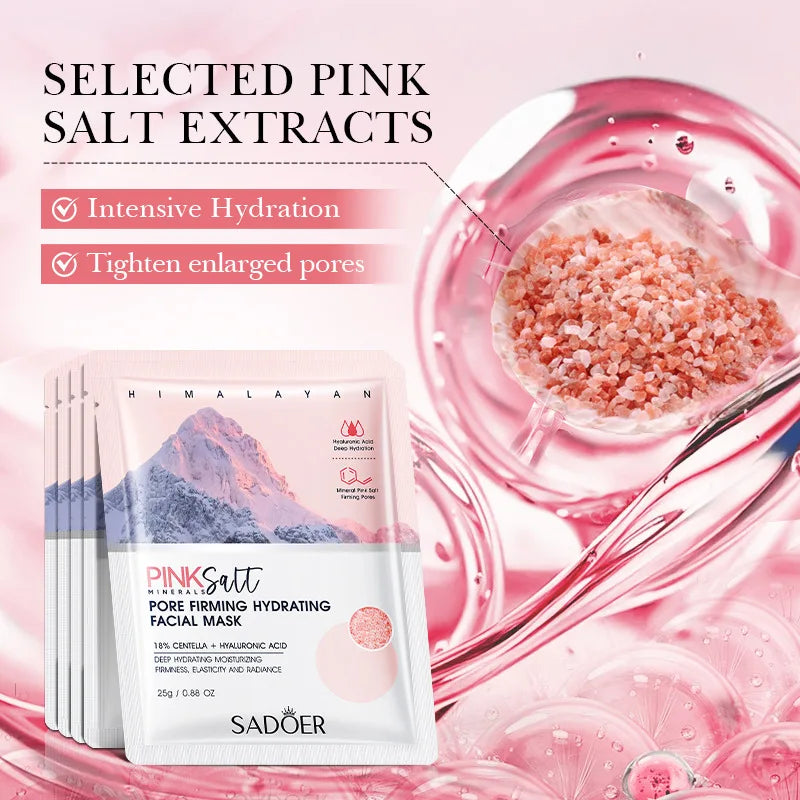 5Pcs  Himalayan Pink Salt Face Mask Moisturizing Brightening Firming Hydrating Facial Masks Face Skin Care Products